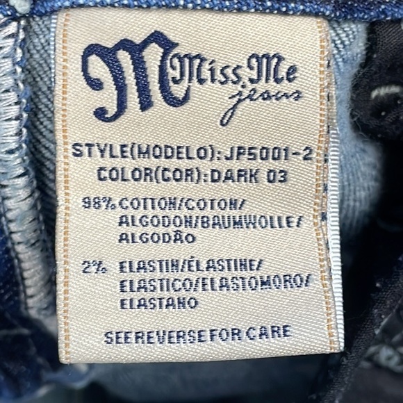 Miss Me Boot Cut Jeans Jeweled Rhinestone Bling Low Rise Y2K Sz 27 - Picture 14 of 14